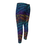 EDM Surfing Wave Pattern Print Men's Compression Pants