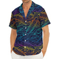 EDM Surfing Wave Pattern Print Men's Deep V-Neck Shirt