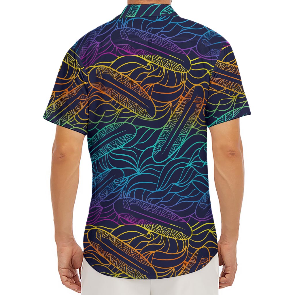 EDM Surfing Wave Pattern Print Men's Deep V-Neck Shirt