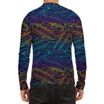 EDM Surfing Wave Pattern Print Men's Long Sleeve Rash Guard