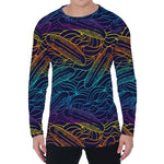 EDM Surfing Wave Pattern Print Men's Long Sleeve T-Shirt