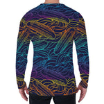 EDM Surfing Wave Pattern Print Men's Long Sleeve T-Shirt
