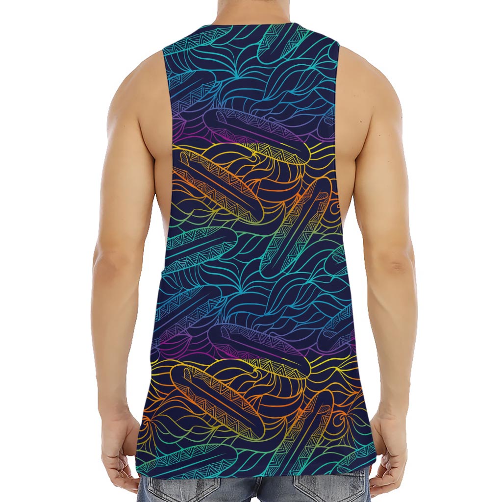EDM Surfing Wave Pattern Print Men's Muscle Tank Top