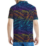 EDM Surfing Wave Pattern Print Men's Polo Shirt