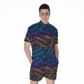 EDM Surfing Wave Pattern Print Men's Romper