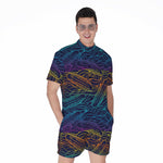 EDM Surfing Wave Pattern Print Men's Rompers