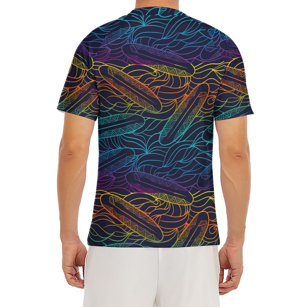 EDM Surfing Wave Pattern Print Men's Short Sleeve Rash Guard