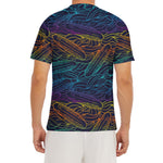 EDM Surfing Wave Pattern Print Men's Short Sleeve Rash Guard