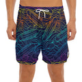 EDM Surfing Wave Pattern Print Men's Split Running Shorts