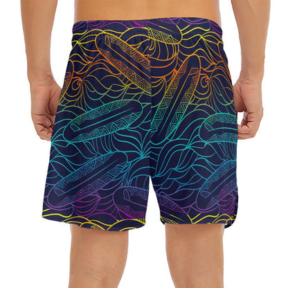 EDM Surfing Wave Pattern Print Men's Split Running Shorts