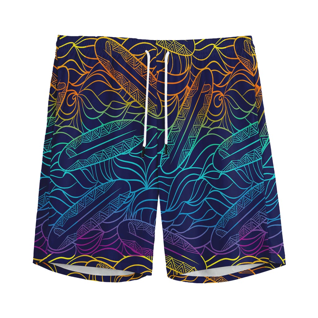 EDM Surfing Wave Pattern Print Men's Sports Shorts