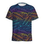 EDM Surfing Wave Pattern Print Men's Sports T-Shirt