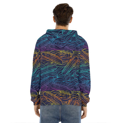 EDM Surfing Wave Pattern Print Men's Velvet Pullover Hoodie