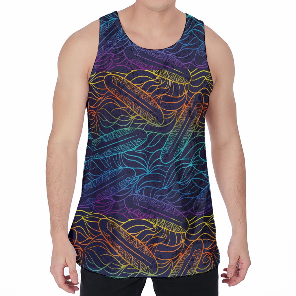 EDM Surfing Wave Pattern Print Men's Velvet Tank Top