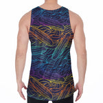 EDM Surfing Wave Pattern Print Men's Velvet Tank Top