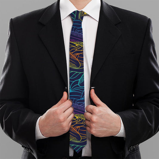 EDM Surfing Wave Pattern Print Necktie