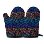 EDM Surfing Wave Pattern Print Oven Mitts