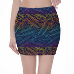 EDM Surfing Wave Pattern Print Pencil Mini Skirt