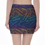 EDM Surfing Wave Pattern Print Pencil Mini Skirt