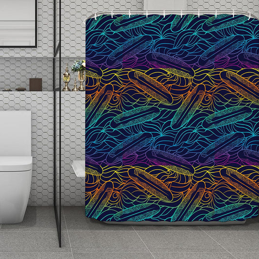 EDM Surfing Wave Pattern Print Polyester Shower Curtain