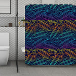 EDM Surfing Wave Pattern Print Polyester Shower Curtain