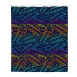 EDM Surfing Wave Pattern Print Polyester Shower Curtain