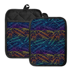 EDM Surfing Wave Pattern Print Pot Holders With Pocket
