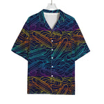 EDM Surfing Wave Pattern Print Rayon Hawaiian Shirt