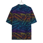 EDM Surfing Wave Pattern Print Rayon Hawaiian Shirt