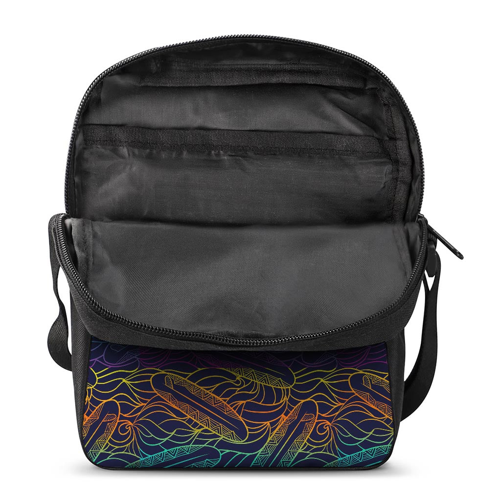 EDM Surfing Wave Pattern Print Rectangular Crossbody Bag