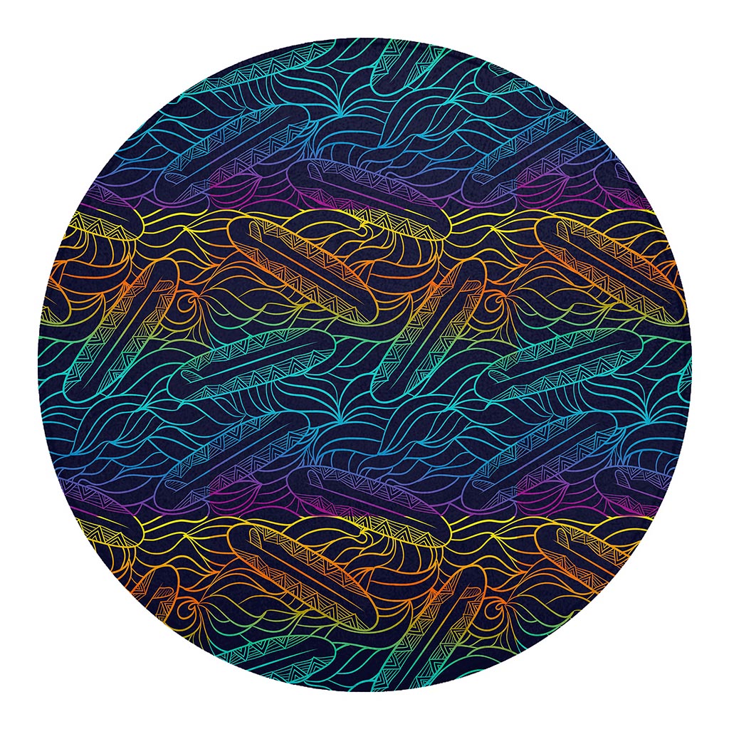 EDM Surfing Wave Pattern Print Round Blanket