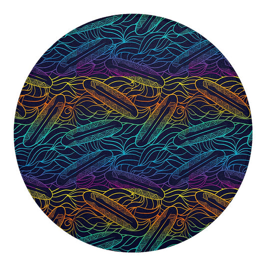 EDM Surfing Wave Pattern Print Round Blanket