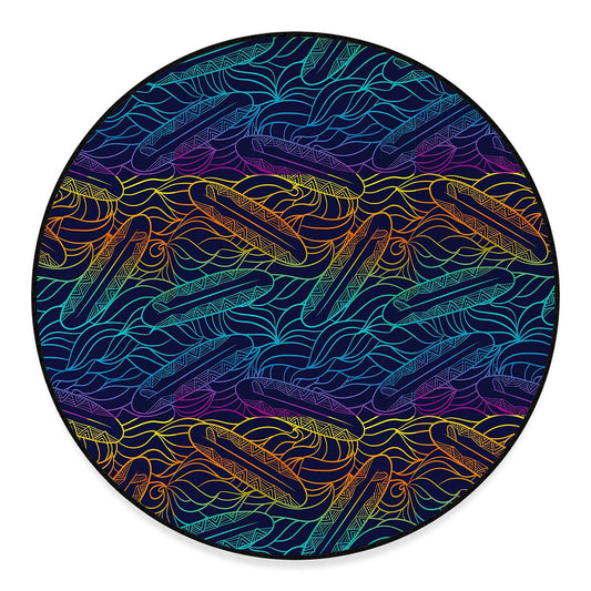 EDM Surfing Wave Pattern Print Round Floor Mat