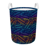 EDM Surfing Wave Pattern Print Round Laundry Basket