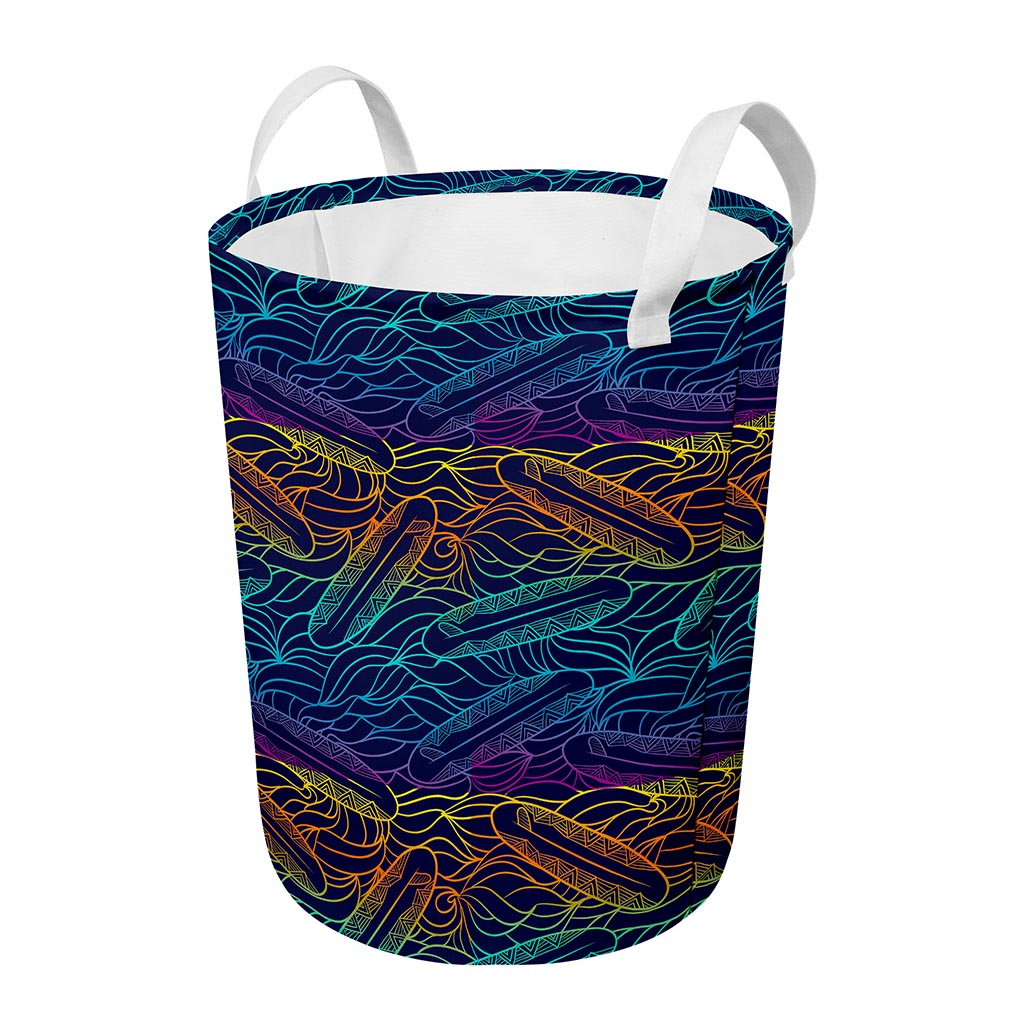 EDM Surfing Wave Pattern Print Round Laundry Basket