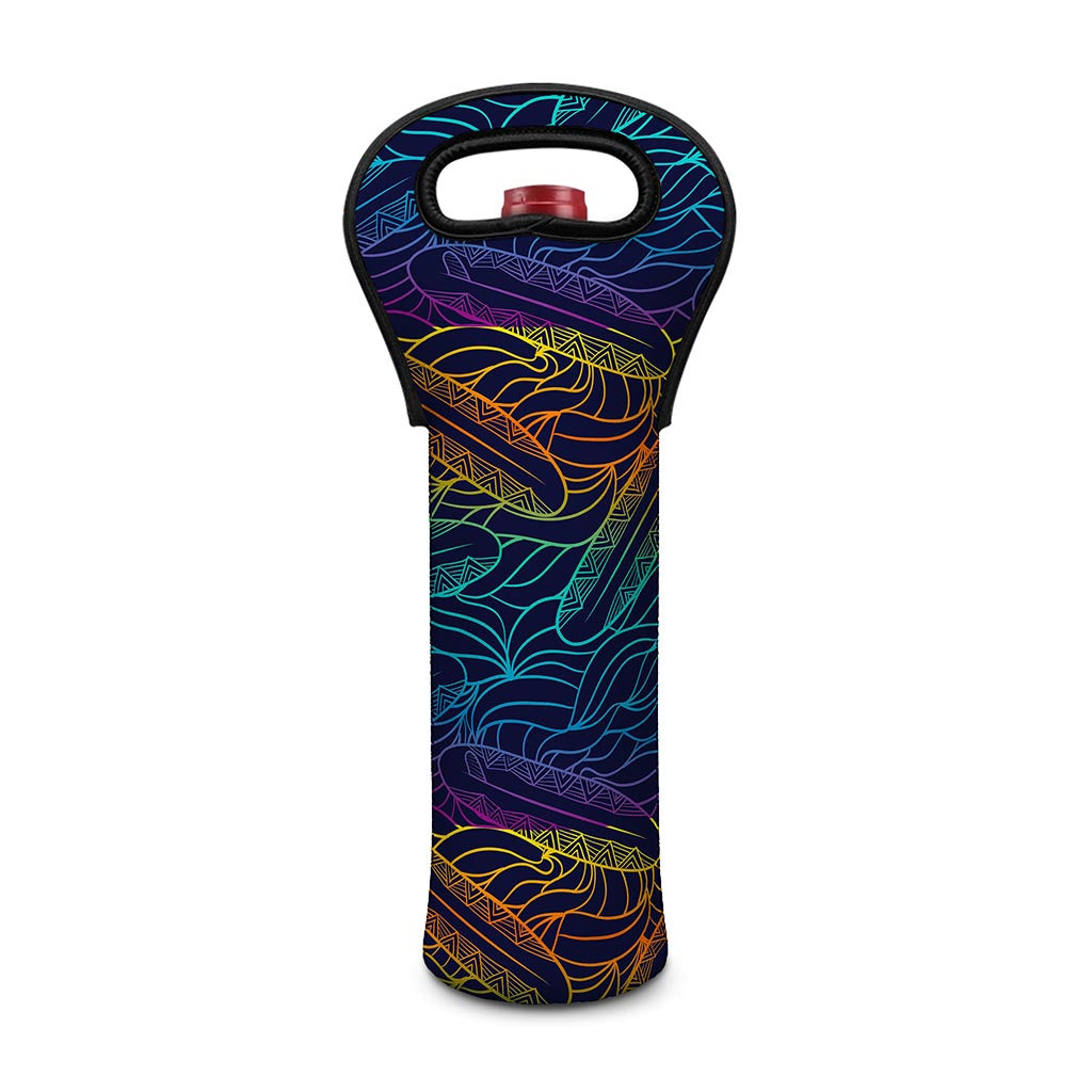 EDM Surfing Wave Pattern Print Single Neoprene Wine Tote