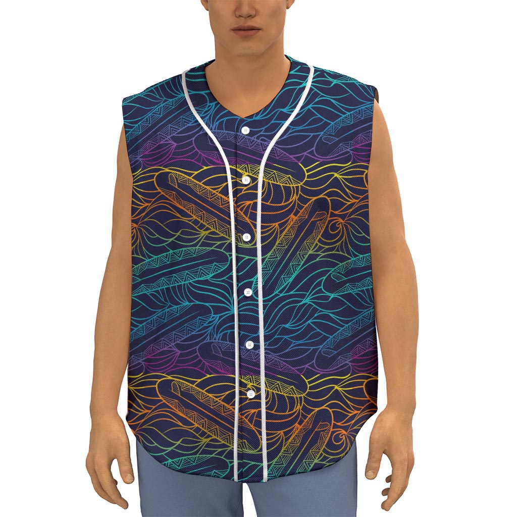 EDM Surfing Wave Pattern Print Sleeveless Baseball Jersey