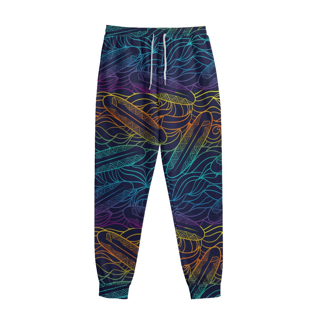 EDM Surfing Wave Pattern Print Sweatpants