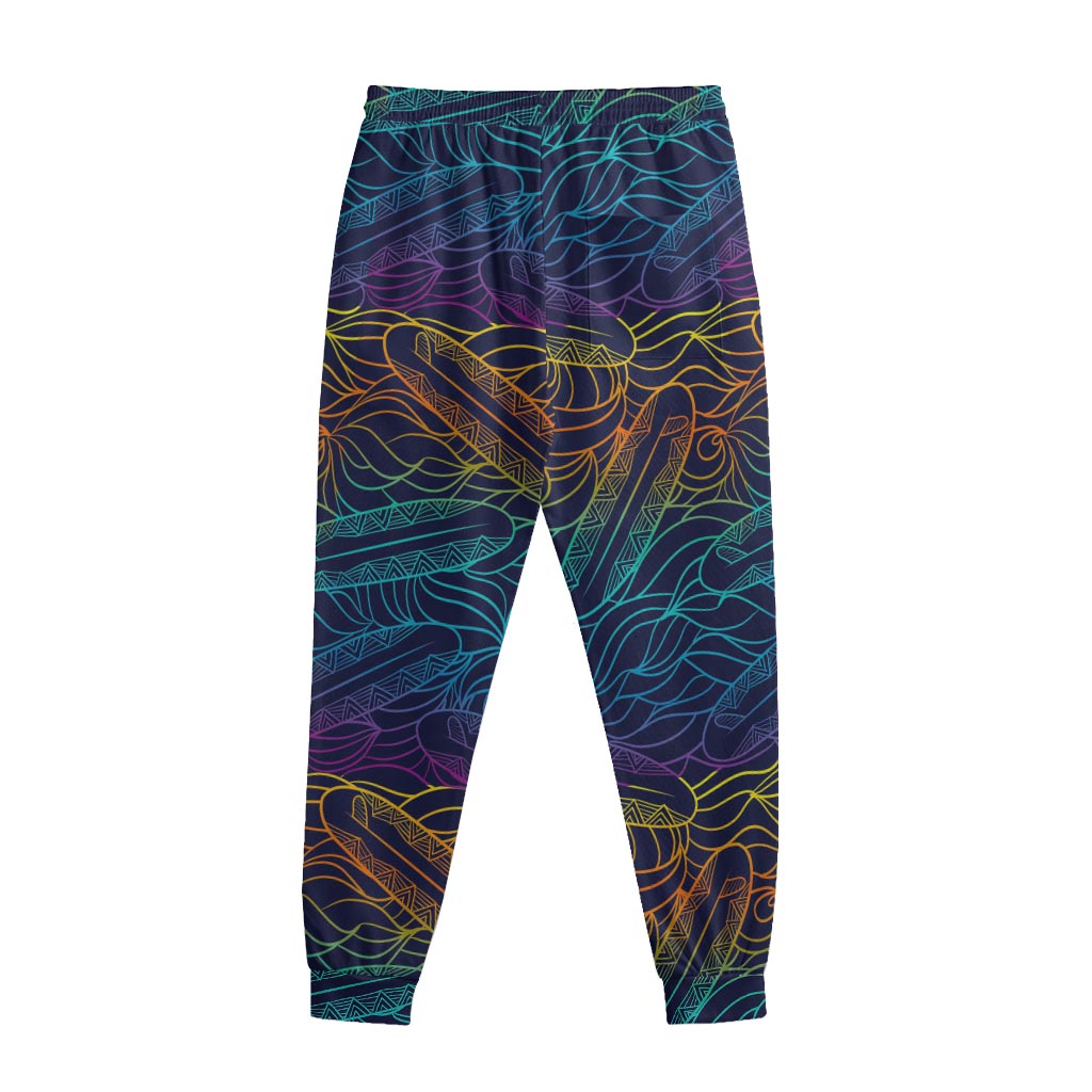 EDM Surfing Wave Pattern Print Sweatpants