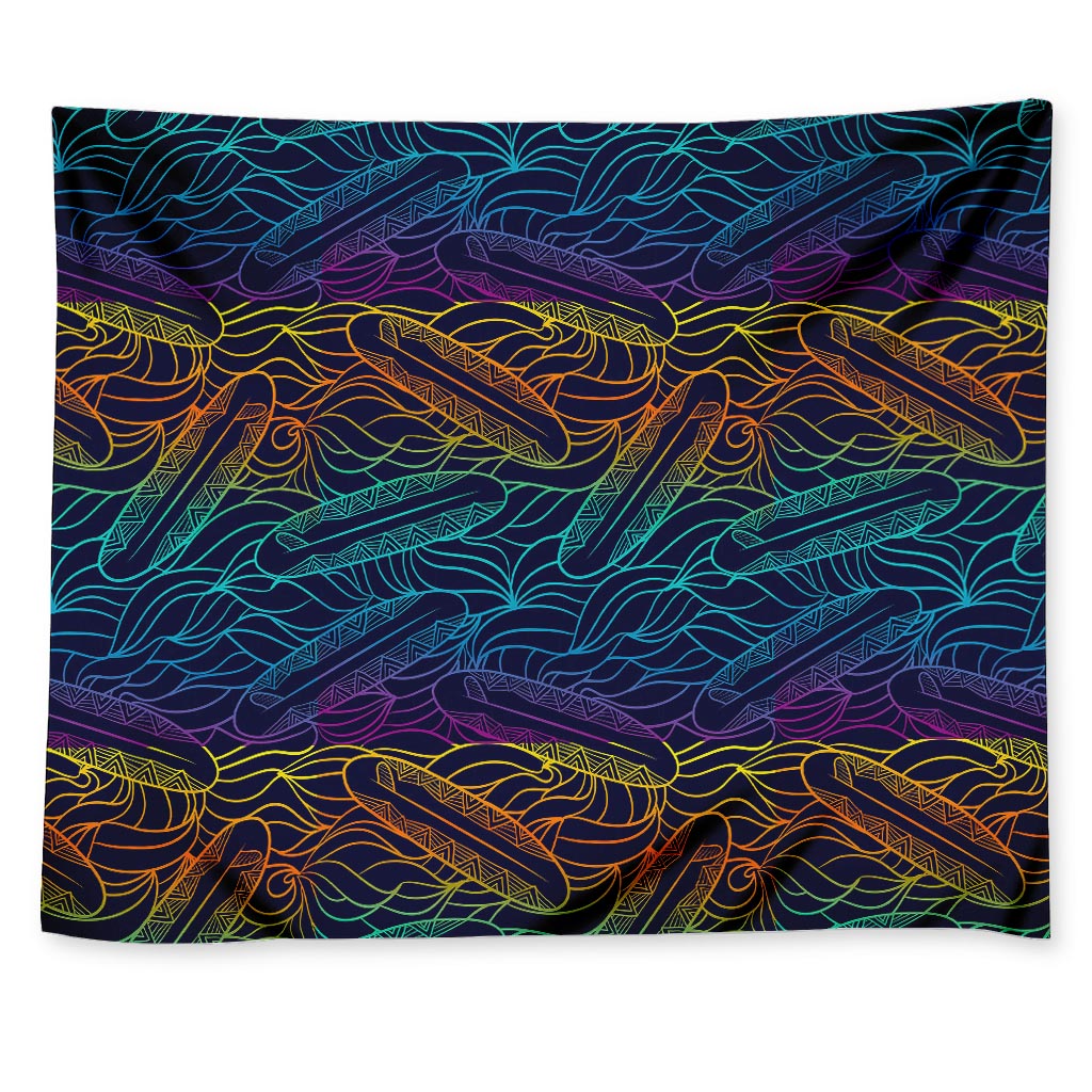 EDM Surfing Wave Pattern Print Tapestry