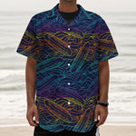 EDM Surfing Wave Pattern Print Textured Short Sleeve Shirt