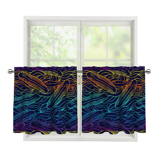 EDM Surfing Wave Pattern Print Tier Curtains