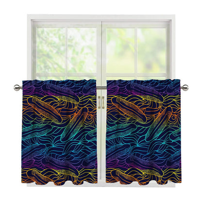 EDM Surfing Wave Pattern Print Tier Curtains