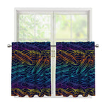 EDM Surfing Wave Pattern Print Tier Curtains