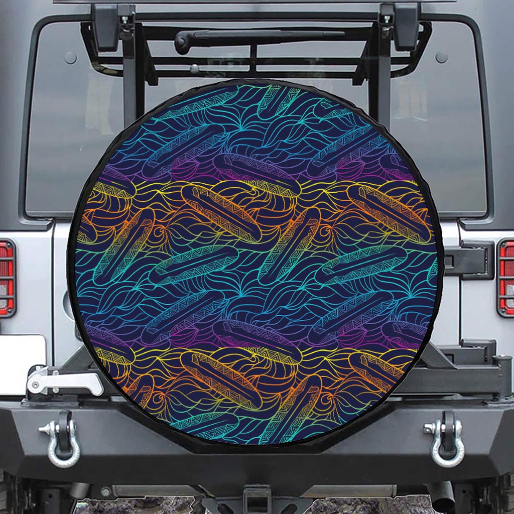 EDM Surfing Wave Pattern Print Tire Cover