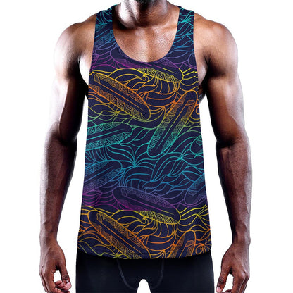EDM Surfing Wave Pattern Print Training Tank Top