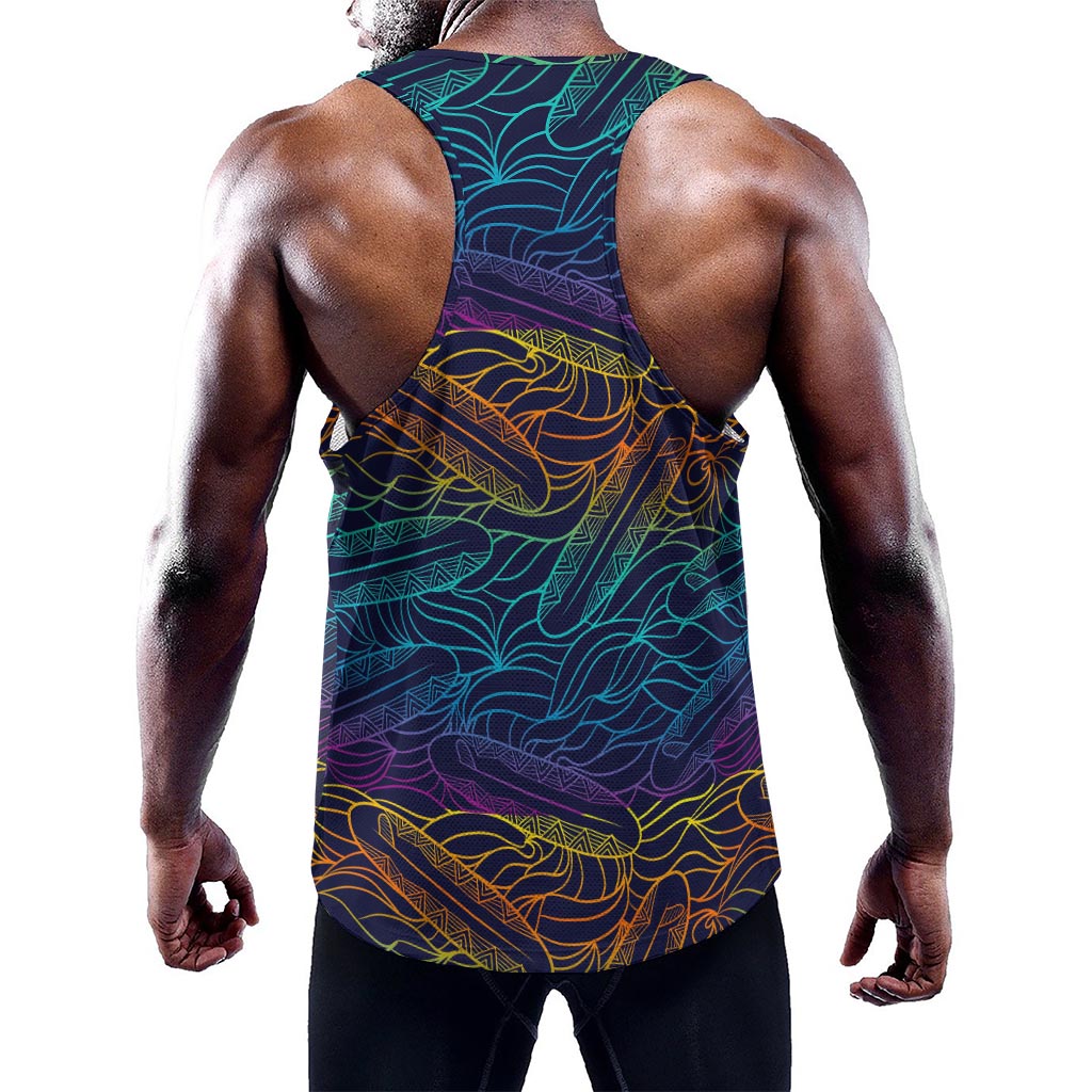 EDM Surfing Wave Pattern Print Training Tank Top