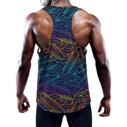 EDM Surfing Wave Pattern Print Training Tank Top