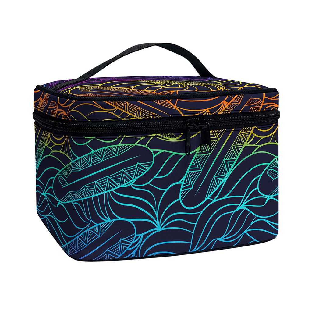 EDM Surfing Wave Pattern Print Travel Makeup Bag