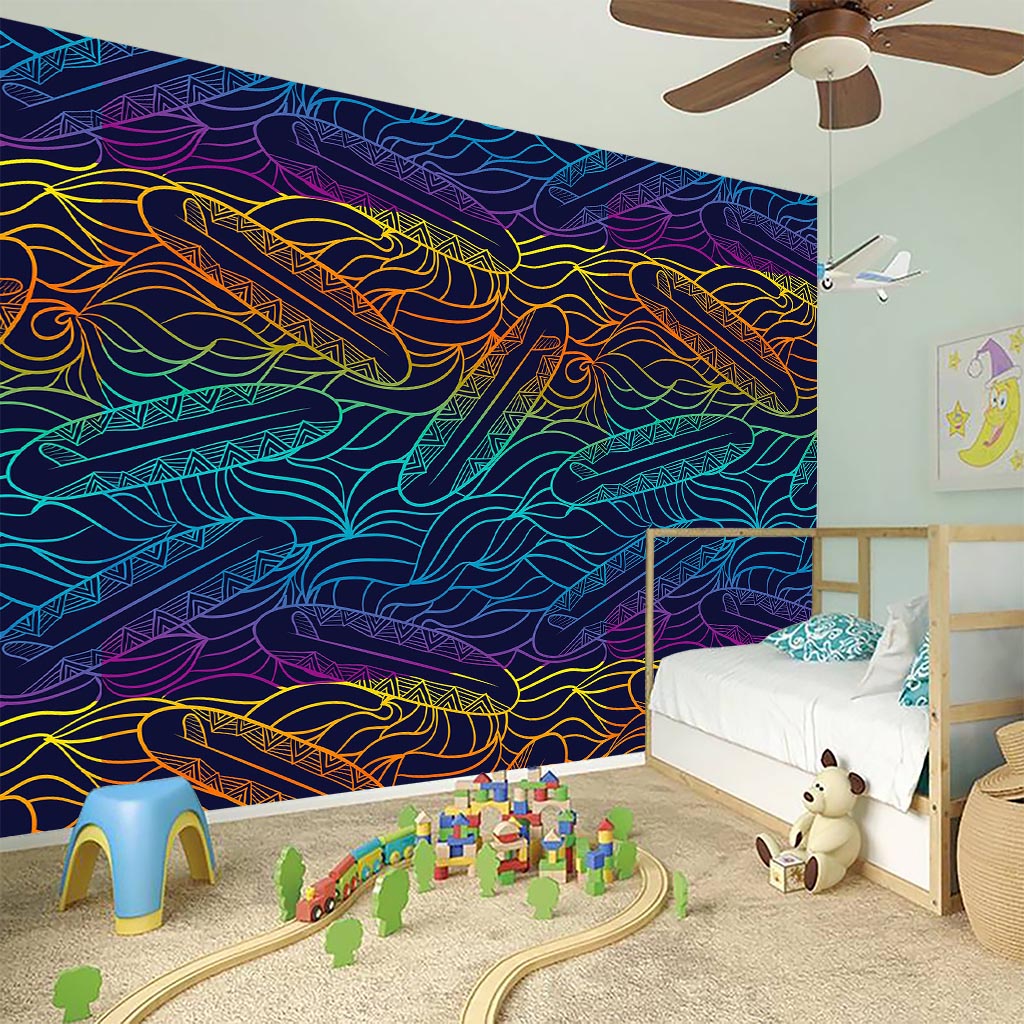 EDM Surfing Wave Pattern Print Wall Sticker